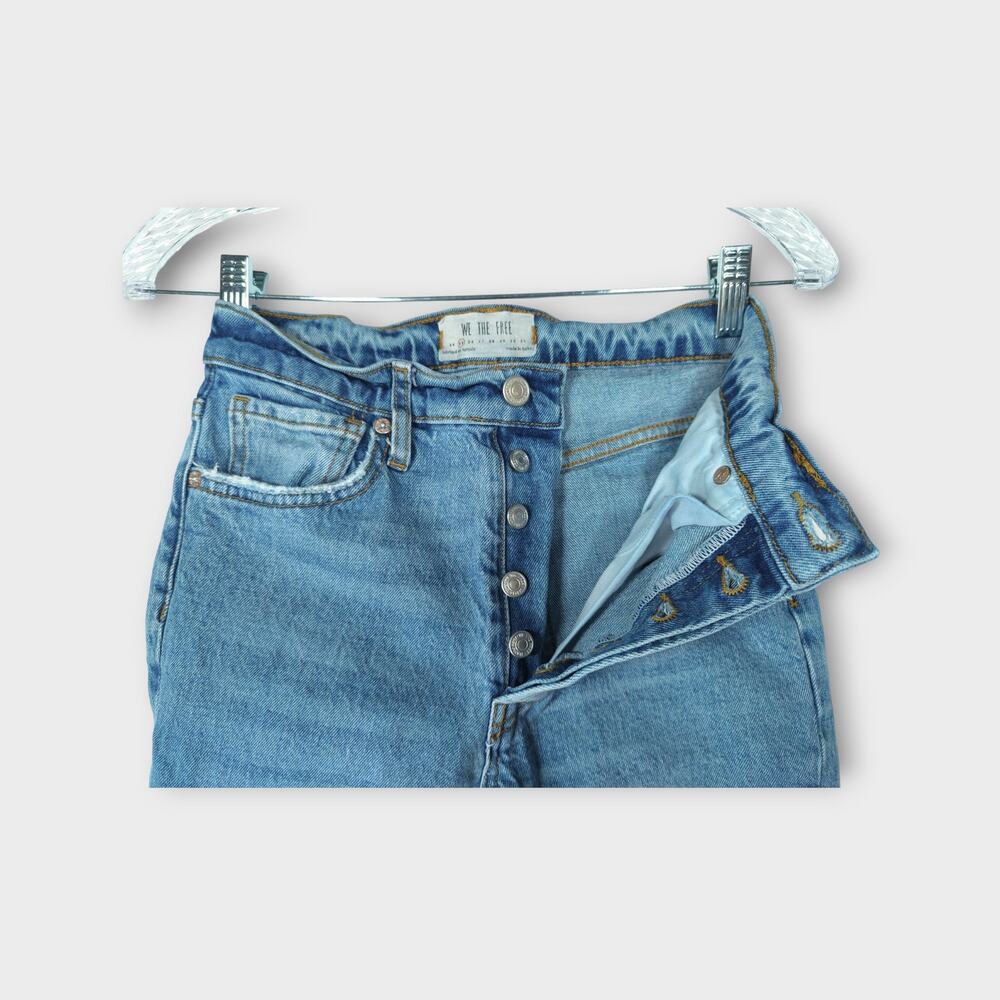 Womens WE THE FREE Distress Light Wash Jeans Button Fly Size 25 - Picture 6 of 8